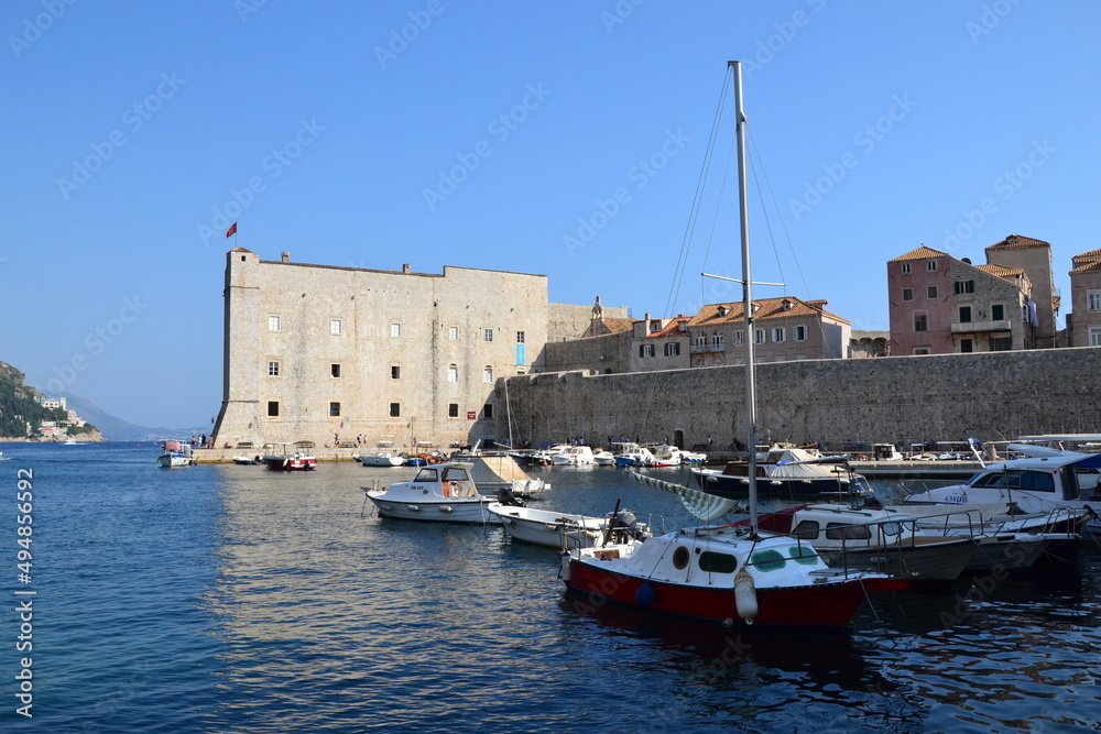 Port in the old town in Dubrovnik