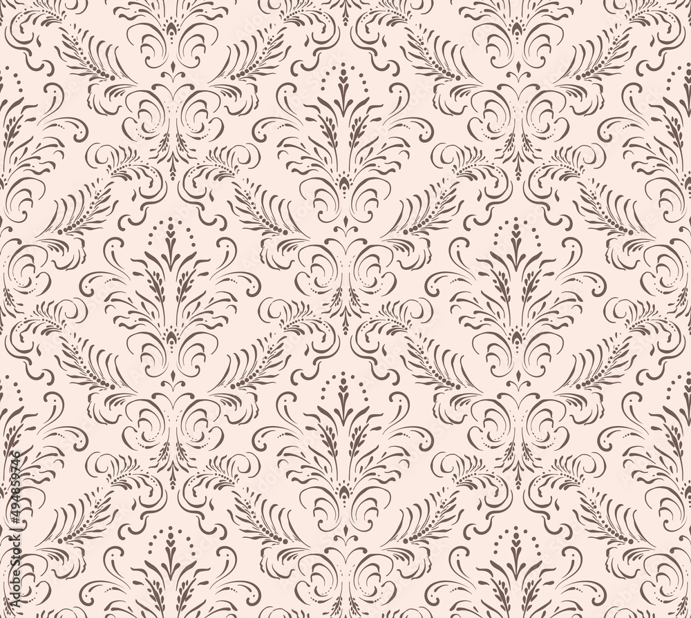 Damask seamless pattern element. Vector floral damask ornament vintage illustration.