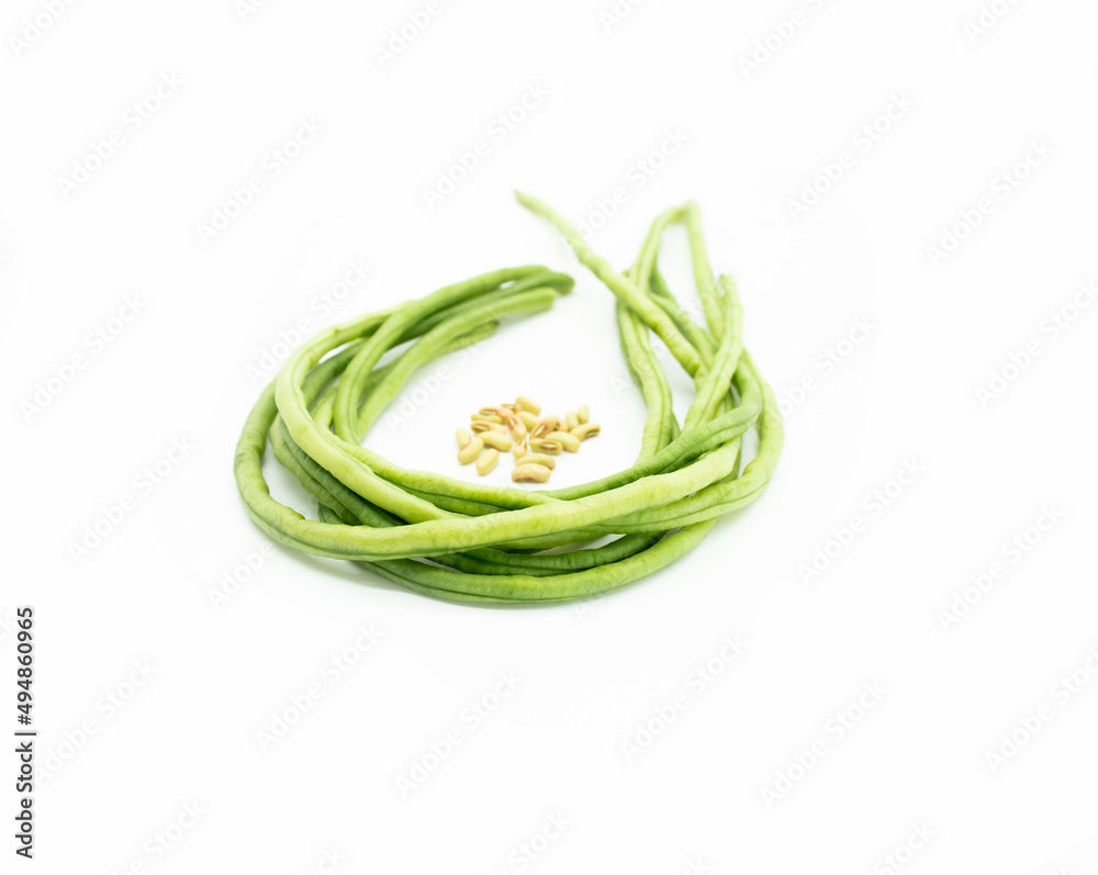 yardlong bean slice isolated on white background.selective focus yardlong bean slice isolated on white background.selective focus