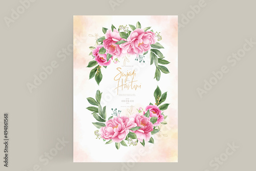 beautiful peony and rose wedding invitation card set © lukasdedi
