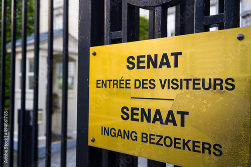 Panneau d'entrée Sénat - Bruxelles - Belgique photo