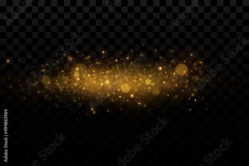 Gold particles. Light effect. Gold dust. background decoration.