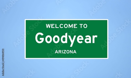 Bild auf Leinwand Goodyear, Arizona city limit sign. Town sign from the USA.