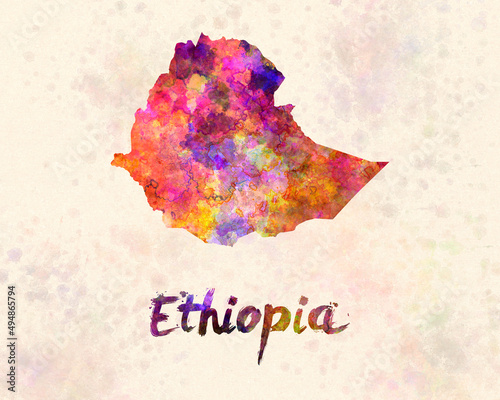 Ethiopia in watercolor photo