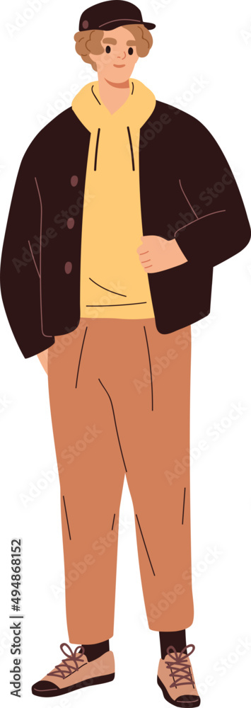 Young Man in Stylish Clothes Cartoon Illustration Young Man in Stylish Clothes Cartoon Illustration