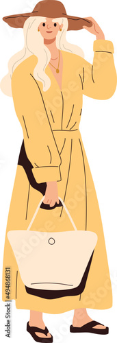 Stylish Woman Wearing Trendy Clothes Cartoon Illustration