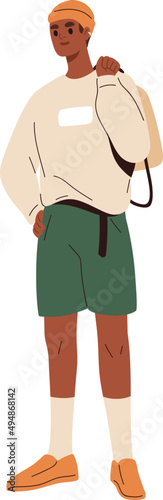 Young Man Wearing Trendy Clothes Cartoon Illustration