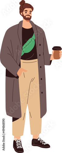 Modern Man in Stylish Casual Outfit Cartoon Illustration