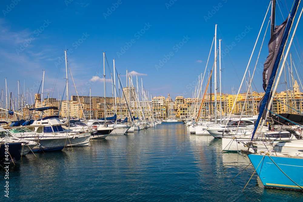 view of the port of Marseille in France