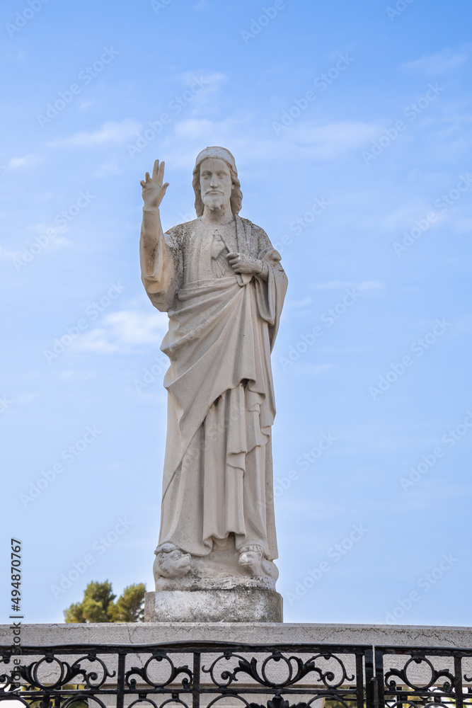 religious statue outside the basilica notre dame de la garde in Marseille
