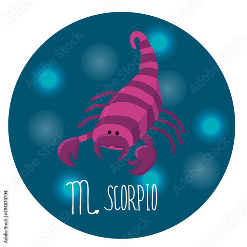 Astrological Scorpio zodiac sign.  Horoscope vector emblem