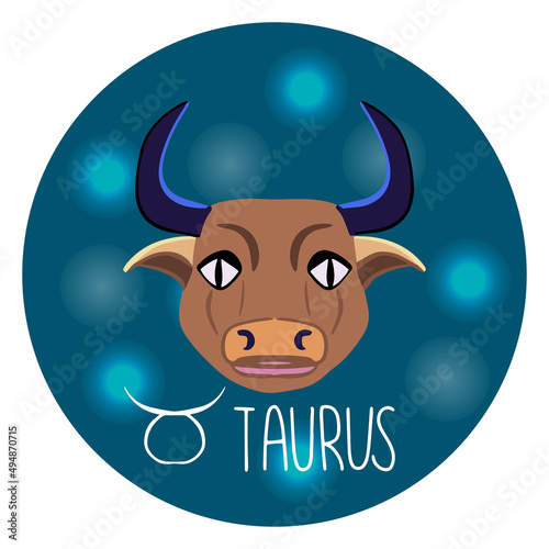 Astrological Taurus zodiac sign.  Horoscope vector emblem