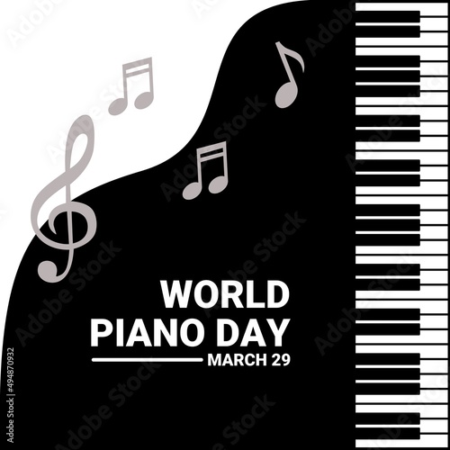 Vector illustration of a grand piano top view, as a banner or poster, world piano day.