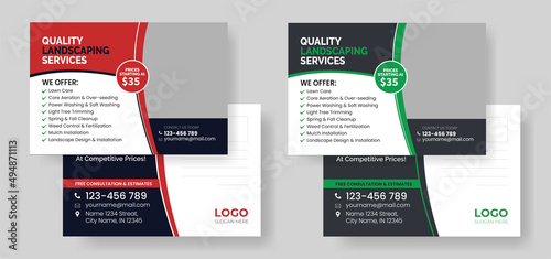 landscaping lawn care postcard, best lawn care Service postcard template, cleaning lawn mowing garden and landscaping mow grass cutting postcard or eddm, every door direct mail design template