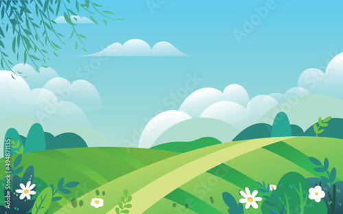 May 1st labor day, farmer carrying a hoe to work in the farmland, vector illustration