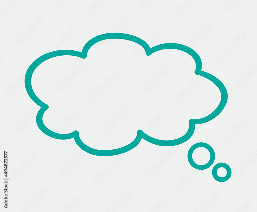 Think bubble isolated on grey background. Trendy think bubble in flat style. Modern template for social network and label. Creative thought balloon. Cloud line art, vector illustration Think bubble isolated on grey background. Trendy think bubble in flat style. Modern template for social network and label. Creative thought balloon. Cloud line art, vector illustration