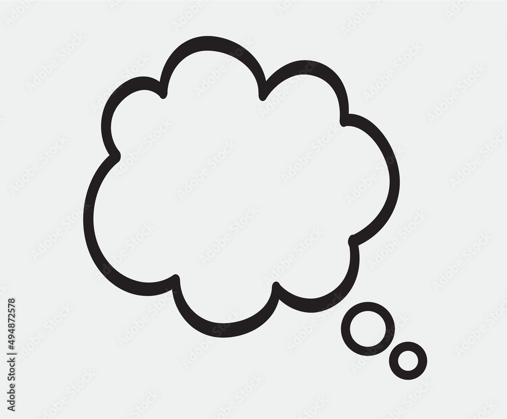 Think bubble isolated on grey background. Trendy think bubble in flat style. Modern template for social network and label. Creative thought balloon. Cloud line art, vector illustration Think bubble isolated on grey background. Trendy think bubble in flat style. Modern template for social network and label. Creative thought balloon. Cloud line art, vector illustration