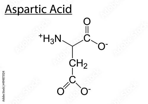 Chemical formula of Aspartic Acid photo