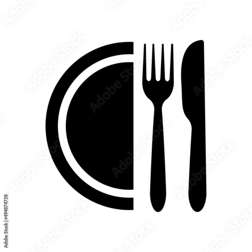 Cutlery plate fork knife icon, isolate on a white background