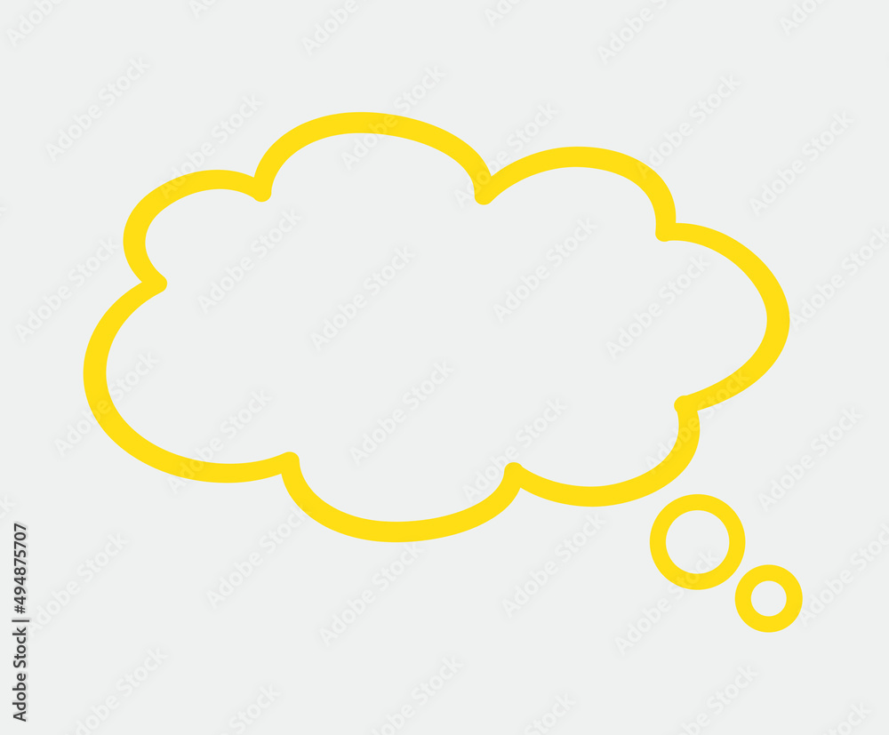 Think bubble isolated on grey background. Trendy think bubble in flat style. Modern template for social network and label. Creative thought balloon. Cloud line art, vector illustration Think bubble isolated on grey background. Trendy think bubble in flat style. Modern template for social network and label. Creative thought balloon. Cloud line art, vector illustration
