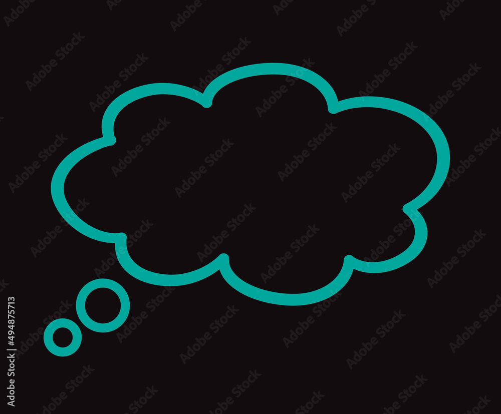 Think bubble isolated on black background. Trendy think bubble in flat style. Modern template for social network and label. Creative thought balloon. Cloud line art, vector illustration Think bubble isolated on black background. Trendy think bubble in flat style. Modern template for social network and label. Creative thought balloon. Cloud line art, vector illustration