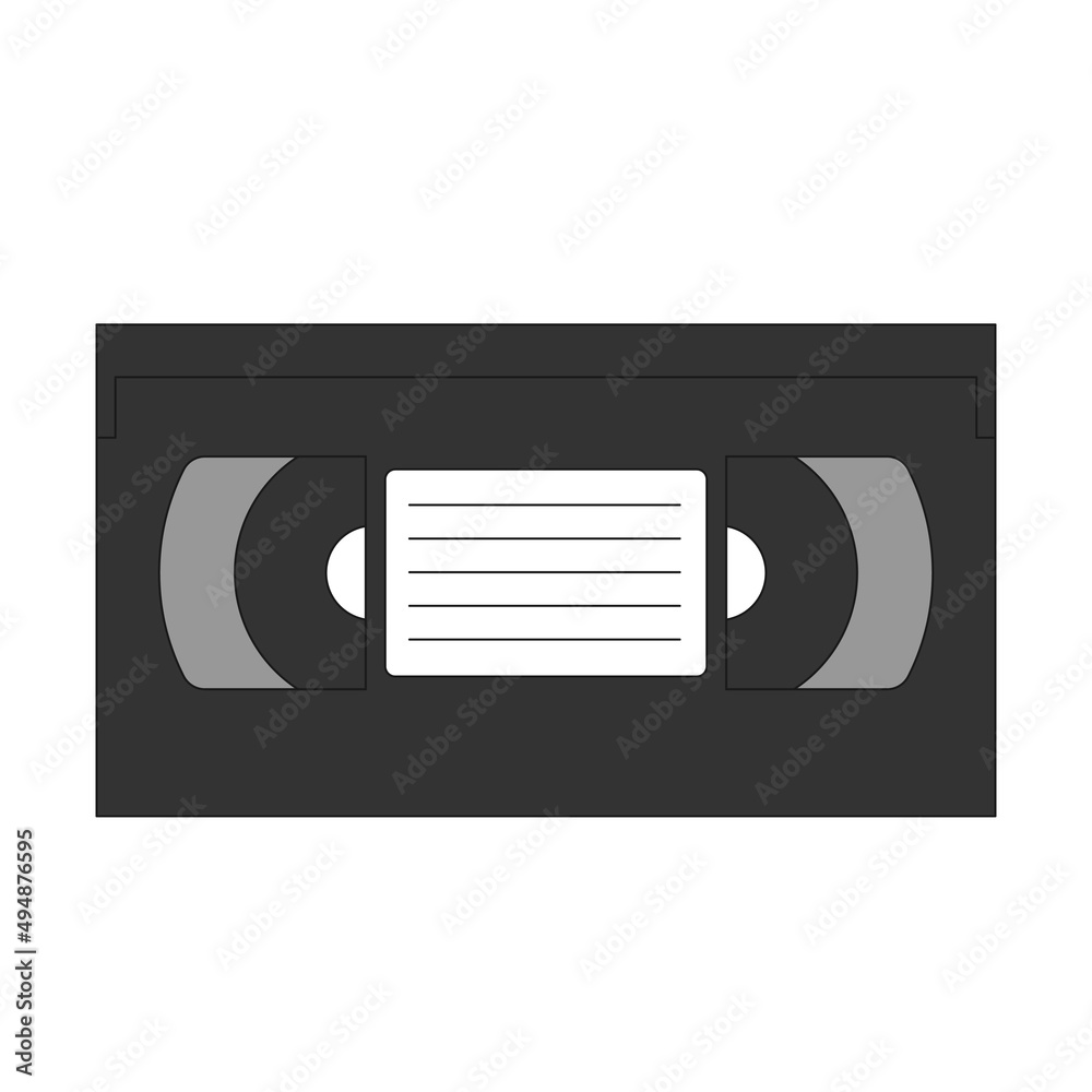 Retro video cassette. Video tape with stroke. Vector illustration isolated on white background. Retro video cassette. Video tape with stroke. Vector illustration isolated on white background.
