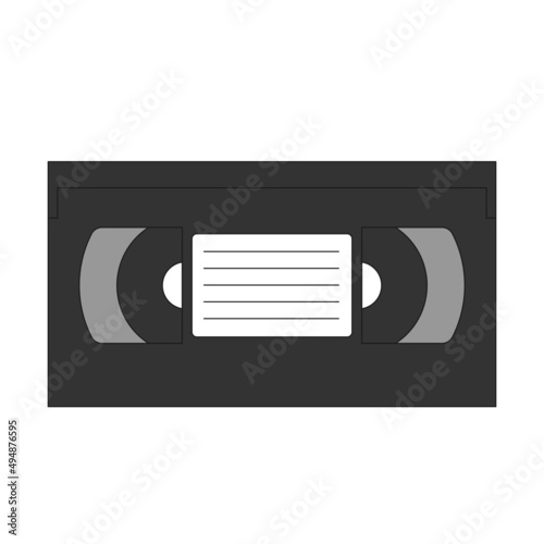 Retro video cassette. Video tape with stroke. Vector illustration isolated on white background.