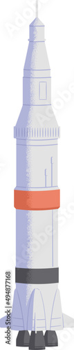 Rocket or Spaceship Flying Up Colored Illustration