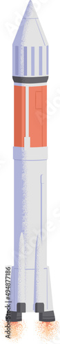 Cosmic Rocket Flying in Space Colored Illustration
