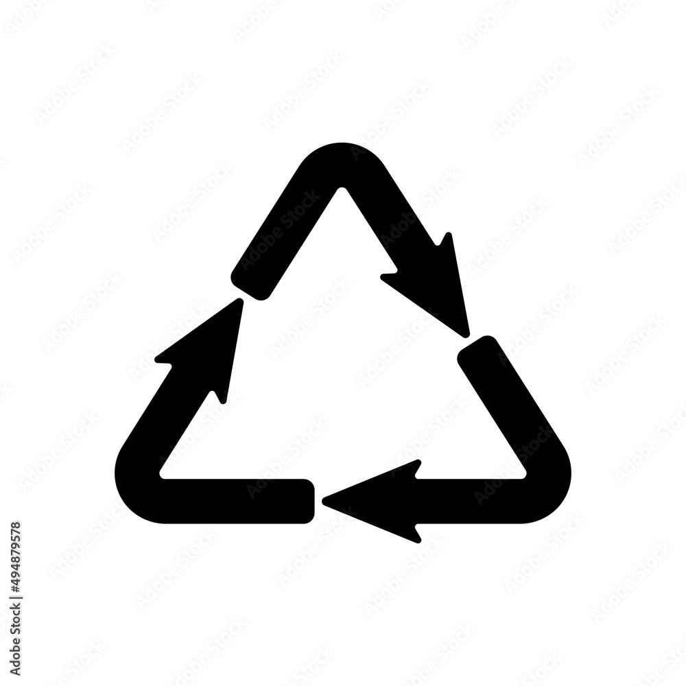 Recycling vector sign. Recycling arrows in flat style. Three arrows pointing at each other. Vector illustration. Recycling vector sign. Recycling arrows in flat style. Three arrows pointing at each other. Vector illustration.