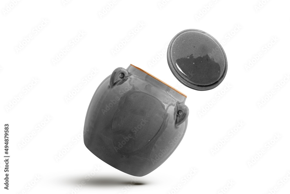 gray clay pot isolated on white background gray clay pot isolated on white background