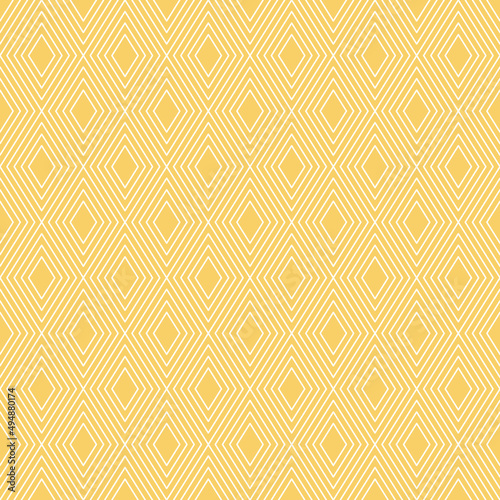Abstract seamless pattern with geometric color shapes. Yellow background.