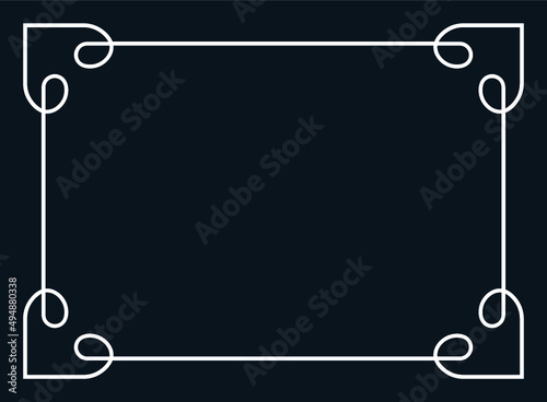 Vector vintage style black bacground with white thin border frame