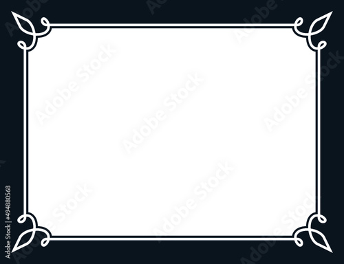 Vector border frame. Background or album page. Simple rectangular horizontal billboard, card, plaque, signboard, sticker or label