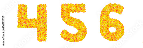 The numbers 4, 5, 6 are made of cakes and sweets