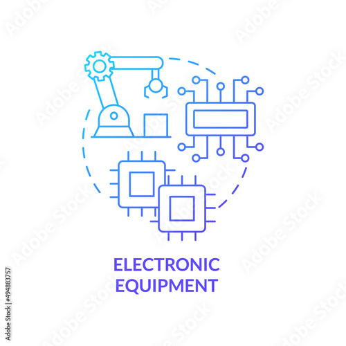 Electronic equipment blue gradient concept icon. Building devices components. Business subsector abstract idea thin line illustration. Isolated outline drawing. Myriad Pro-Bold font used photo