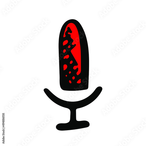 Mic sketch vector illustration. Hand drawn microphone, audio equipment symbol. Studio voice record element. Podcast interview icon.