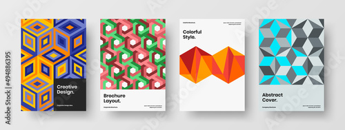 Abstract company cover design vector concept bundle. Minimalistic geometric shapes brochure template collection.