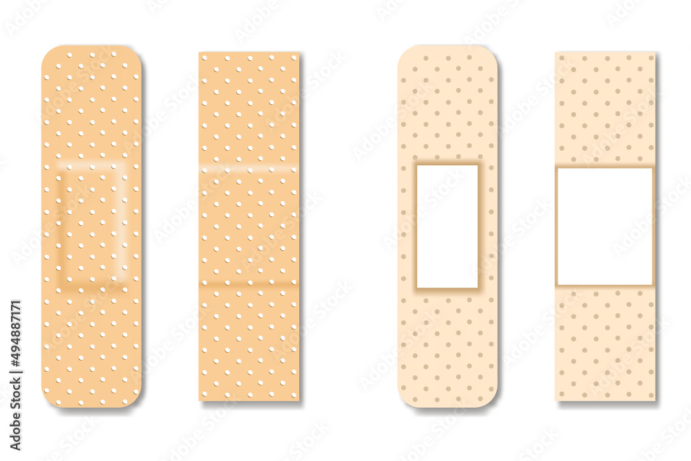 Creative vector illustration of adhesive bandage elastic medical plasters set, wound plasterer or bandaged patch, vector adhesive health care object Creative vector illustration of adhesive bandage elastic medical plasters set, wound plasterer or bandaged patch, vector adhesive health care object