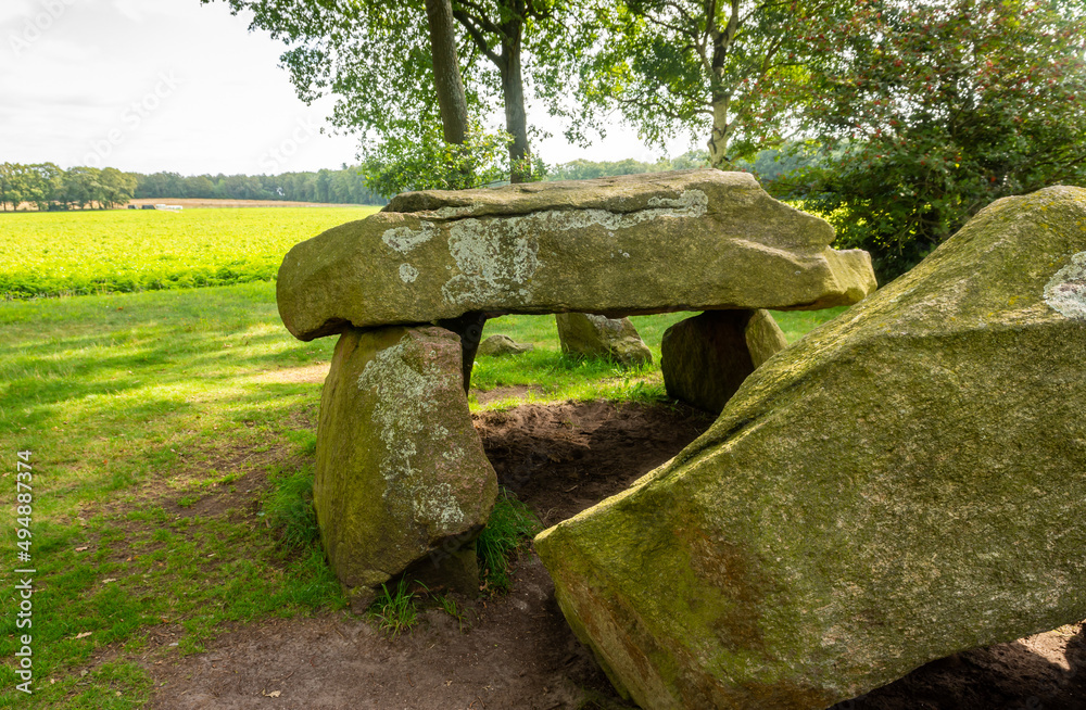 Prehistoric dolmen D29, built in the stone age, located in the village