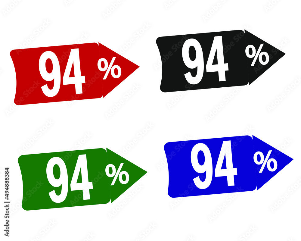sale 94% off red, black, green and blue banners.
vector illustration