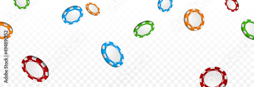 Vector casino chips fall from the sky. PNG chips, casino. Multi-colored PNG chips. Jackpot, winner, poker.