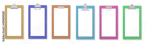 Set of clipboard notepad, clip board in flat style