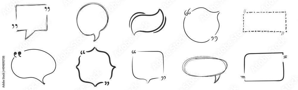 Fototapeta premium Doodle quote, speech bubbles, hand drawn scribble.