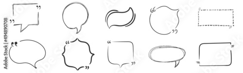 Doodle quote, speech bubbles, hand drawn scribble.