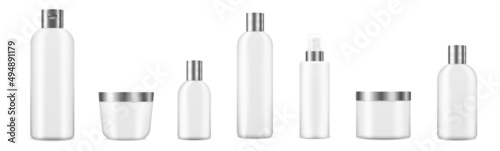A Realistic cosmetic mockup beauty bottle, sprayer