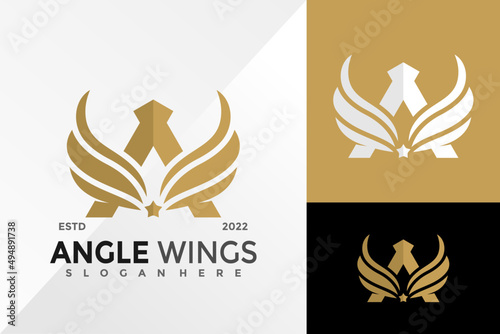 Letter A Angle Wings Logo Design Vector illustration template
