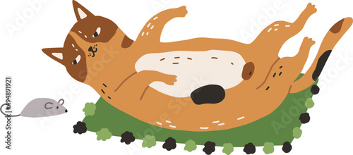Cute Funny Cat Lying Doodle Illustration