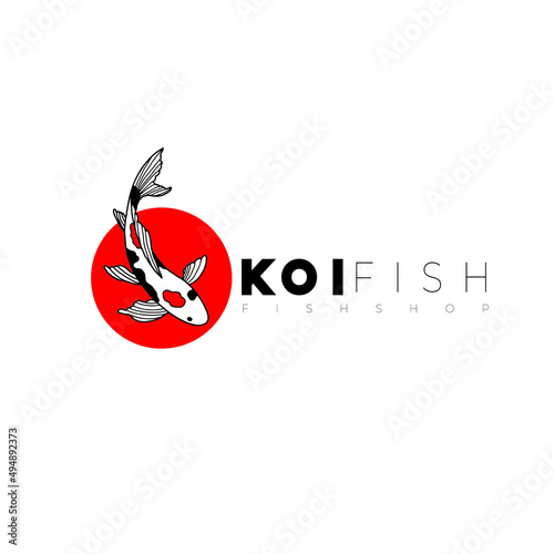 koi fish line art logo	