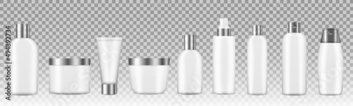 A Realistic cosmetic mockup beauty bottle, sprayer